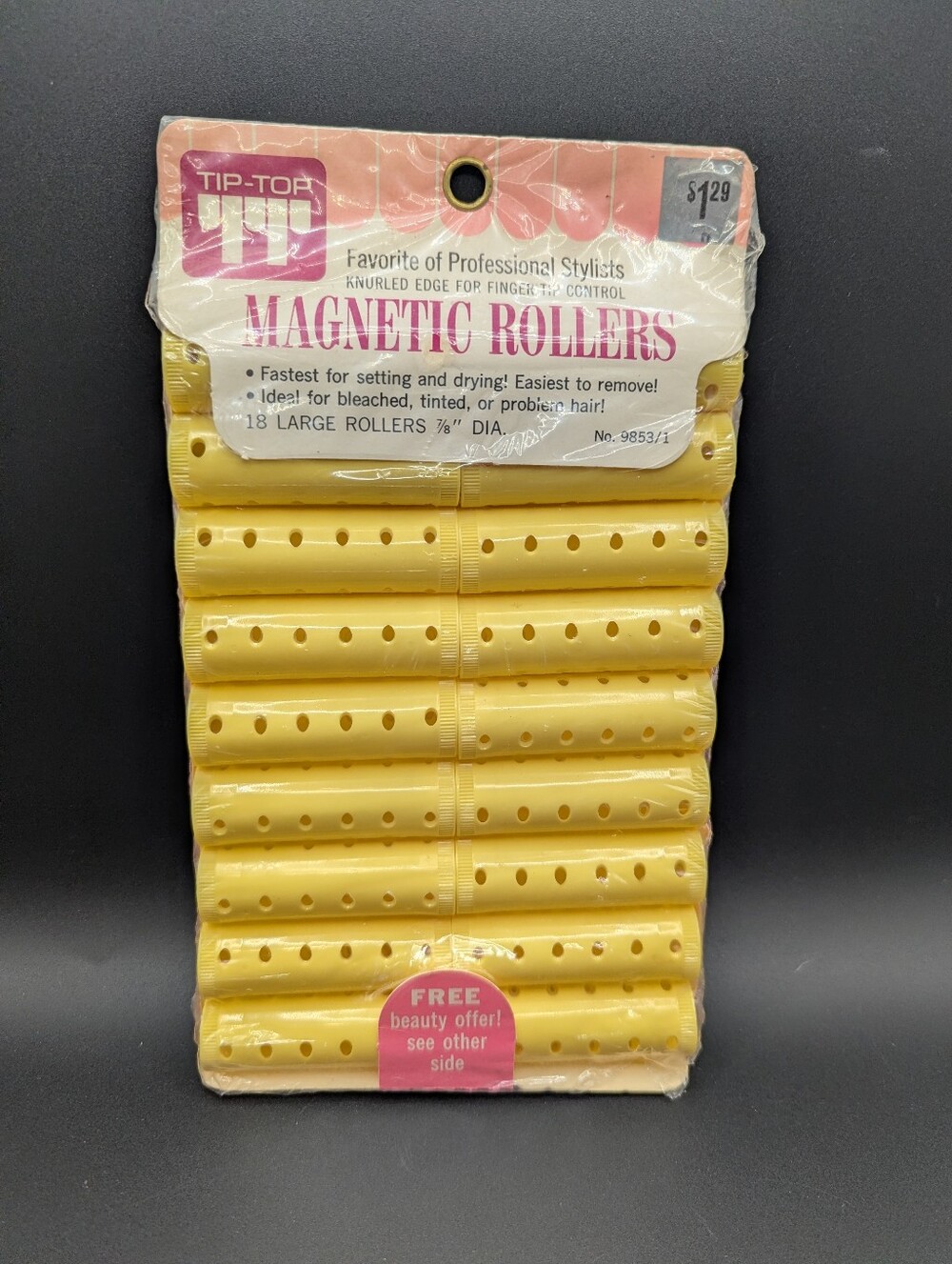 Tip Top - Vintage Hair Rollers! Magnetic! Large Rollers! Pack of 18! 7/8 inch!